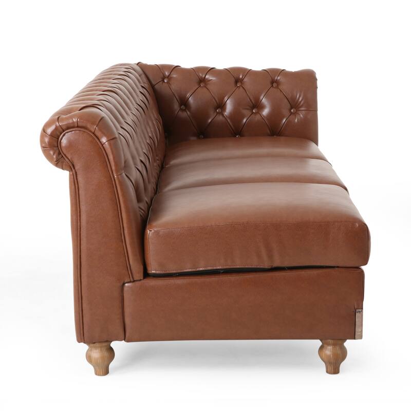 Castalia Chesterfield Tufted 7-seat Sectional Sofa by Christopher Knight Home - 114.00" L x 70.00" W x 31.50" H