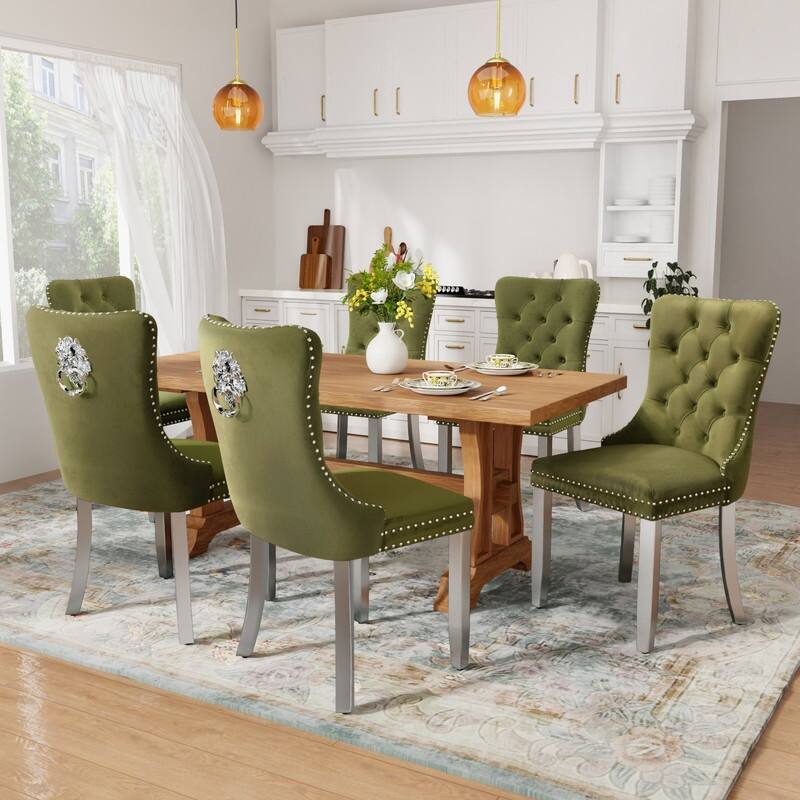 Tufted Naliheads Solid Wood Upholstered Dining Chairs Set of 8