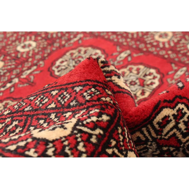 ECARPETGALLERY Hand-knotted Finest Peshawar Bokhara Red Wool Rug - 2'8 x 4'1