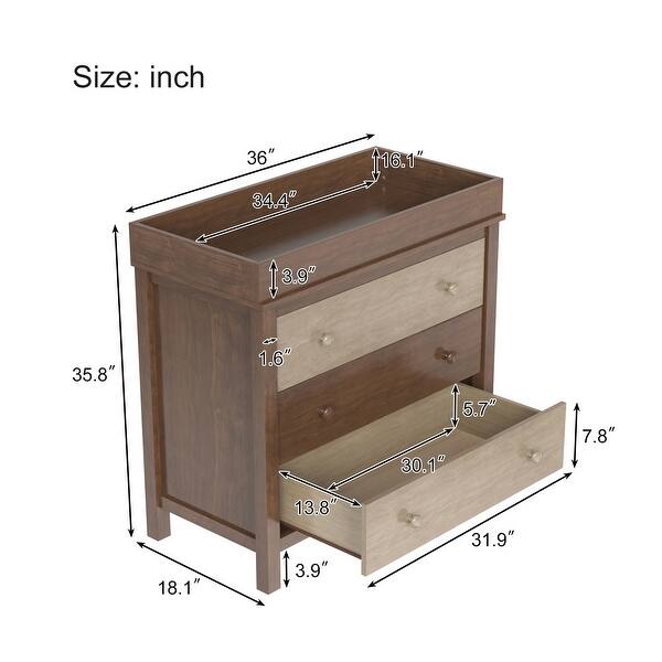 dimension image slide 0 of 4, 3 Pieces Nursery Sets,Baby Crib and Changer Dreeser with Removable Changing Tray