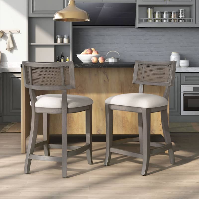 Berwil Wooden Cane Back Counter Height Chairs by Furniture of America