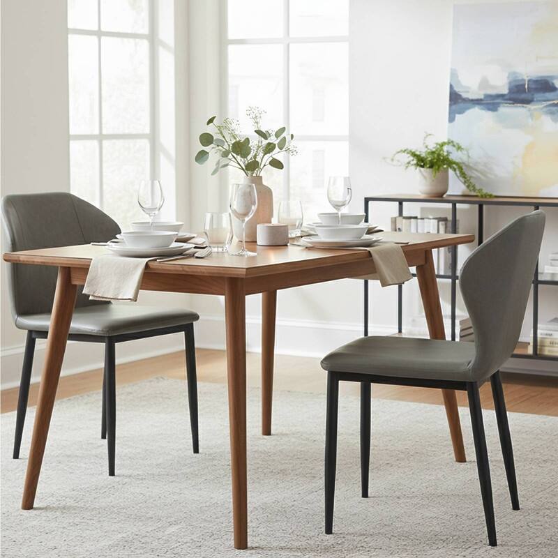 Mosaic Modern Upholstered Fabric Dining Chair with Metal Legs by LeisureMod