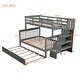 preview thumbnail 8 of 13, Maximized Space Twin over Full Bunk Bed with Twin size Trundle, Storage and Guard Rail for Bedroom, Dorm, for Adults, Grey