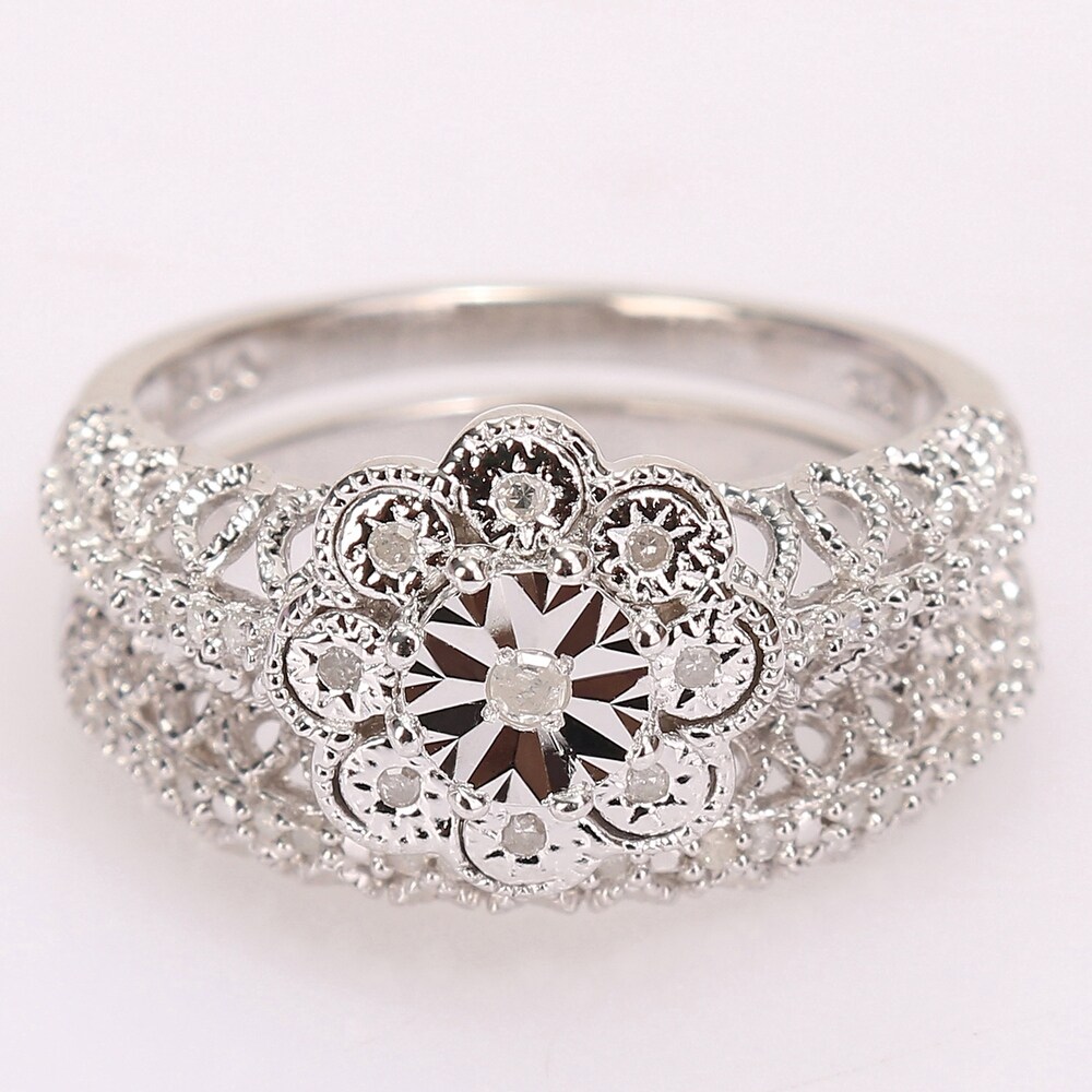 驚きの値段で and Diamond TDW ct 1/8 Gold White 10k アンブランディッド ジェムストーン Oval I1-I2) (G-H, Ring Gemstone 指輪 Buy Fine Diamond Rings Online at Overstock | Our Best Rings Deals
