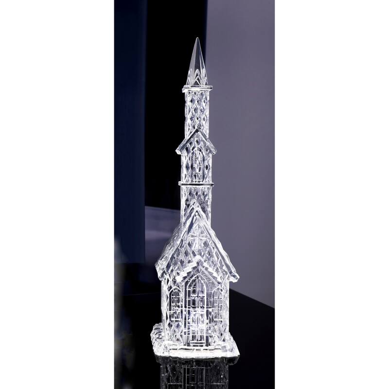 Diamond Cut Church Christmas Decoration - 17" - Cool White LED - Set of 2