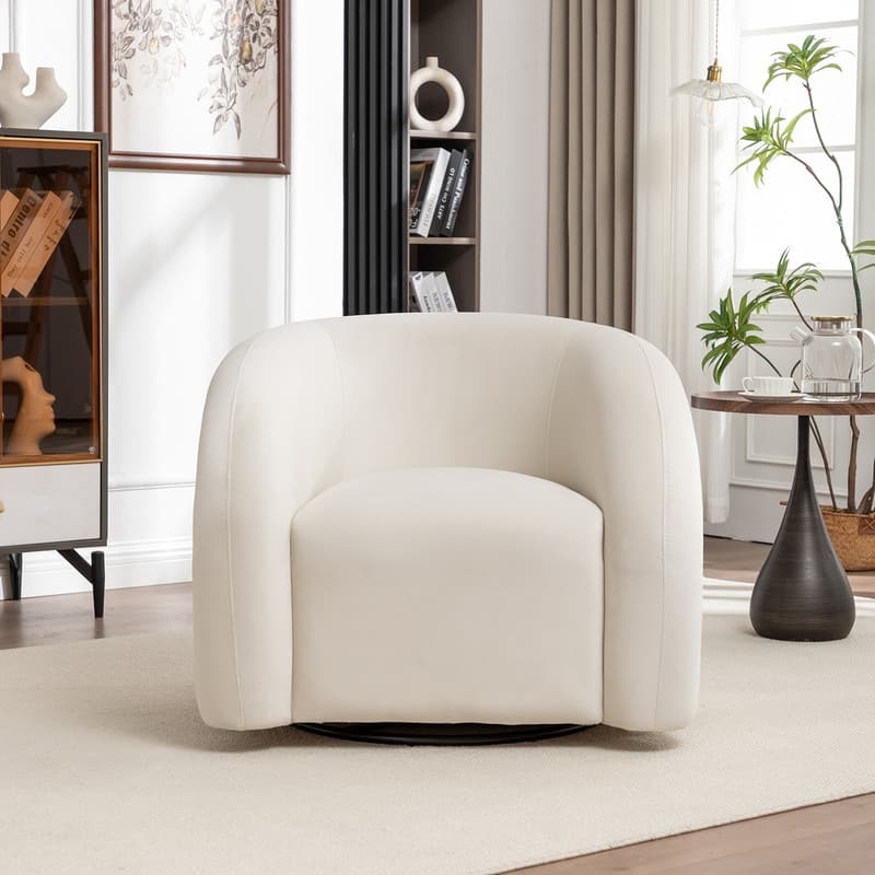 SEYNAR Modern Glam Velvet 360 Degree Swivel Accent Armchair with Tufted Back