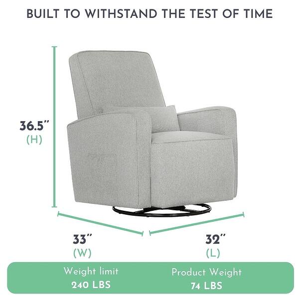 dimension image slide 1 of 4, Evolur Holland Upholstered Plush Seating Glider Swivel