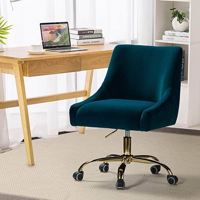 Carina Modern Upholstery Task Chair with Golden Base by HULALA HOME - TEAL
