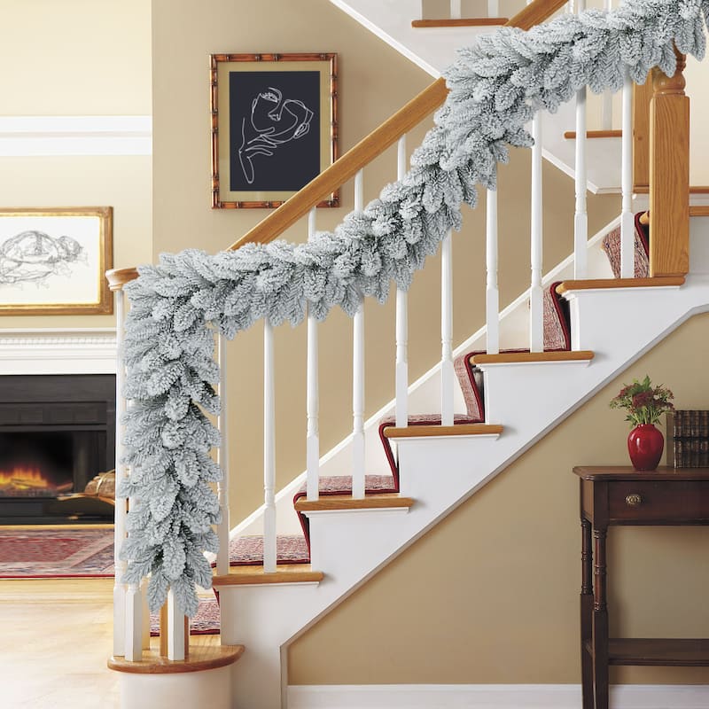 Puleo International 9' x 10" Flocked Royal Majestic Fir Garland