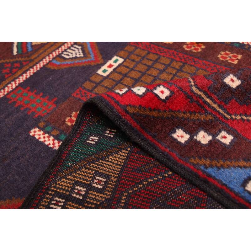 ECARPETGALLERY Hand-knotted Teimani Dark Navy, Red Wool Rug - 3'9 x 6'1