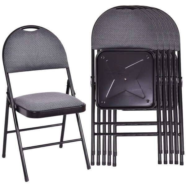 Costway Set of 6 Folding Chairs Fabric Upholstered Padded Seat Metal - Overstock - 15929829
