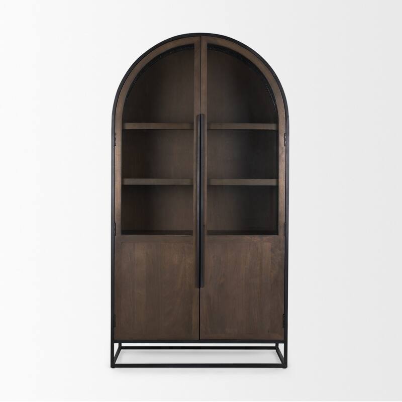 Sloan Black/ Dark Brown Arched Display Dining Cabinet