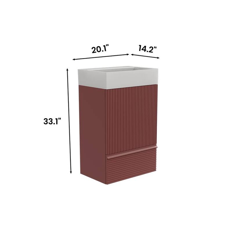 Small Bathroom Vanity with Sink, Fluted Bathroom Vanity with 1 Drawer, Bathroom Storage Cabinet with Soft-Close Door