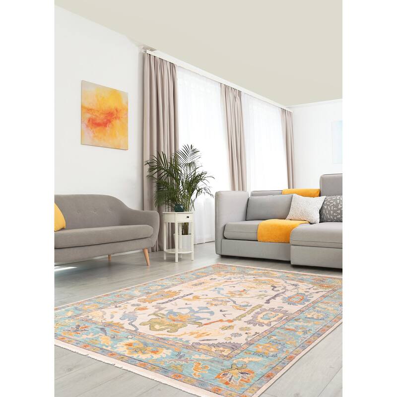 ECARPETGALLERY Hand-knotted Modern Oushak Ivory Wool Rug - 8'3 x 9'11