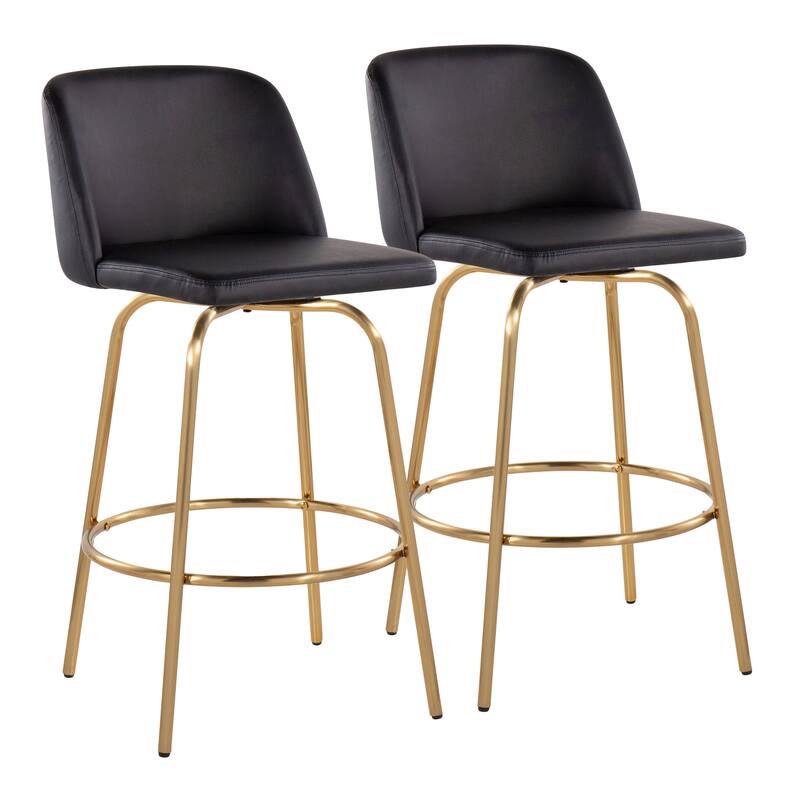 Silver Orchid Vallberga 26" Counter Stool with Gold Metal Base (Set of 2)