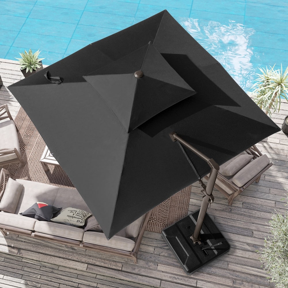 Outdoor Double Top Square 10 FT Offset Cantilever Hanging Patio Umbrella