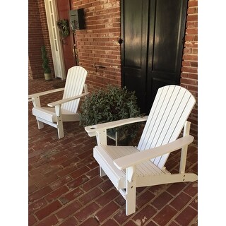 Outsunny Outdoor Classic Wooden Adirondack Deck Chair with Cup Holder & Comfortable Ergonomic Design, White