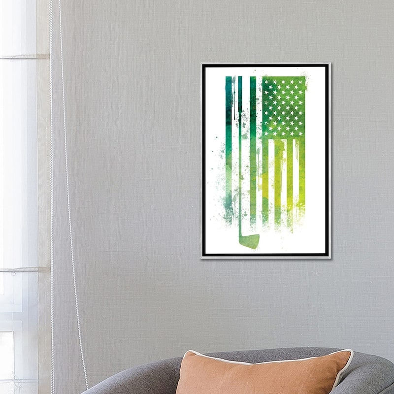 iCanvas "Golf Sports Flag" by 5by5collective Framed