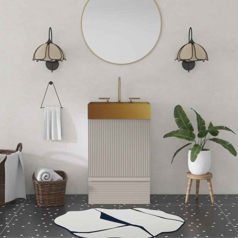 20"Bathroom Vanity with Stainless Steel Sink - Grey