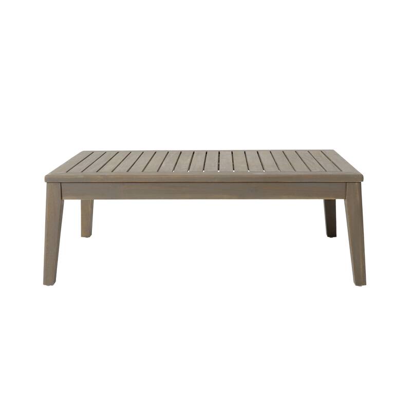 78" Outdoor Patio L-Shaped Acacia Wood Sectional Sofa Set with Coffee Table and Ottoman