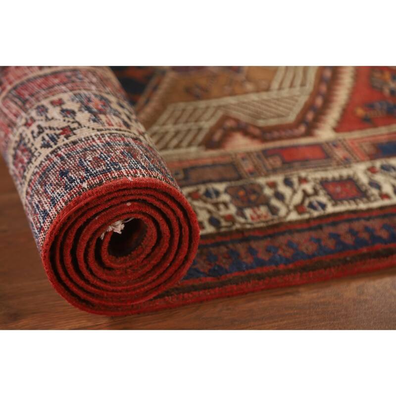 Ardebil Persian Vintage Runner Rug Hand-Knotted Wool Carpet - 3'6"x 10'8"