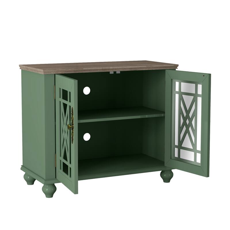 2-Piece Floral Storage Buffet Sideboard Set - 55" & 38" in Width - 55" & 38" in Width