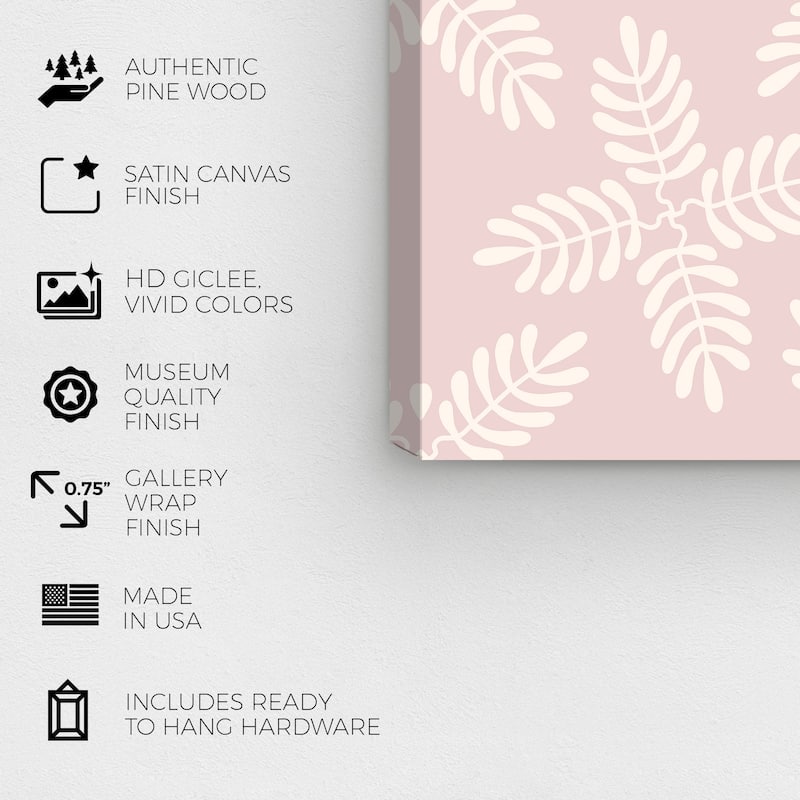 Wynwood Studio Canvas Abstract Fern Floral Flakes Pink and Light Pink Modern & Contemporary Wall Art Canvas Print