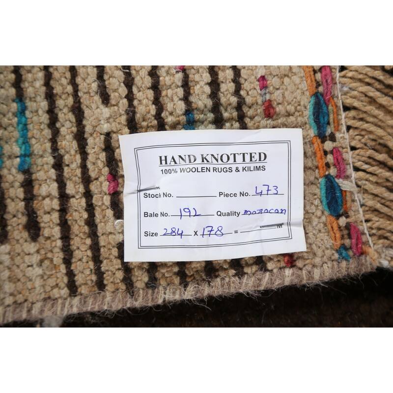 Geometric Tribal Moroccan Area Rug Hand-knotted Oriental Wool Carpet - 5'10" x 9'7"