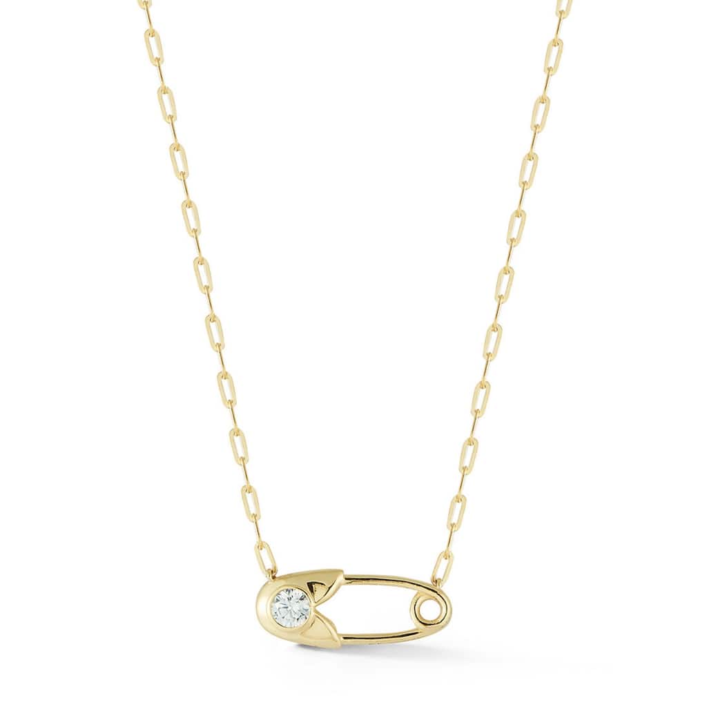 Soleil Sterling Silver Cubic Zirconia Safety Pin Necklace