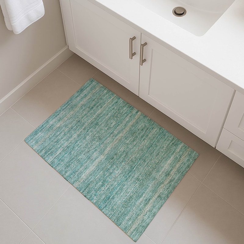 Premium Washable Super Soft Boho Stripes Mayfield Rug - Teal - 1'8" x 2'6"