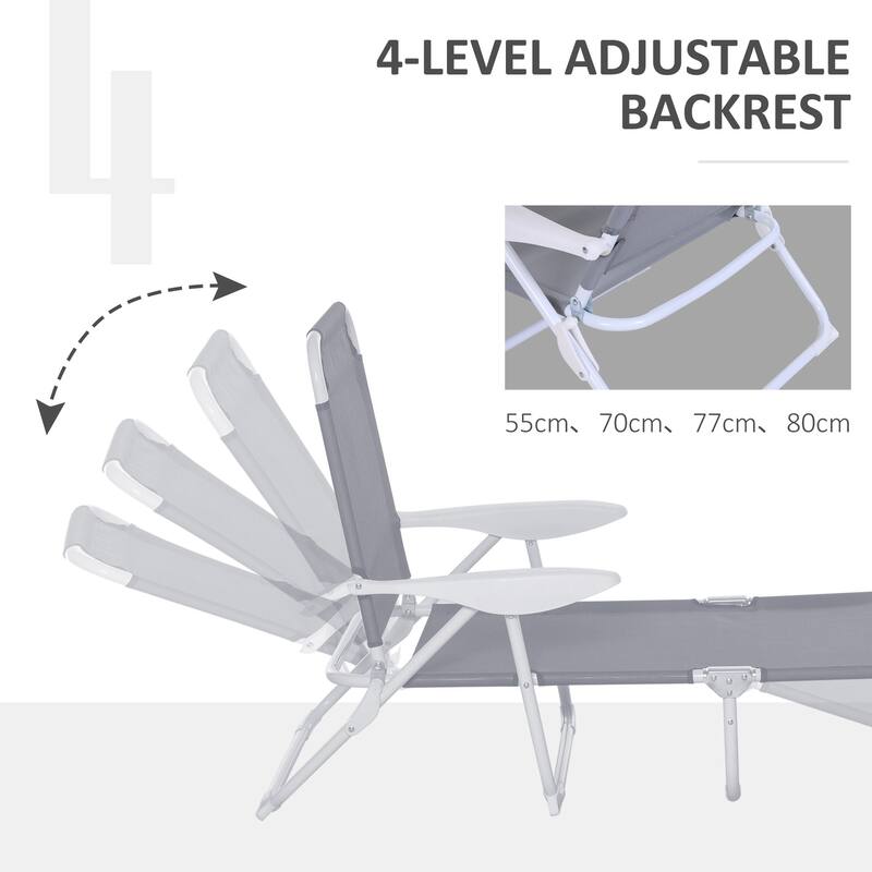 Outdoor sun loungers with adjustable folding armrests