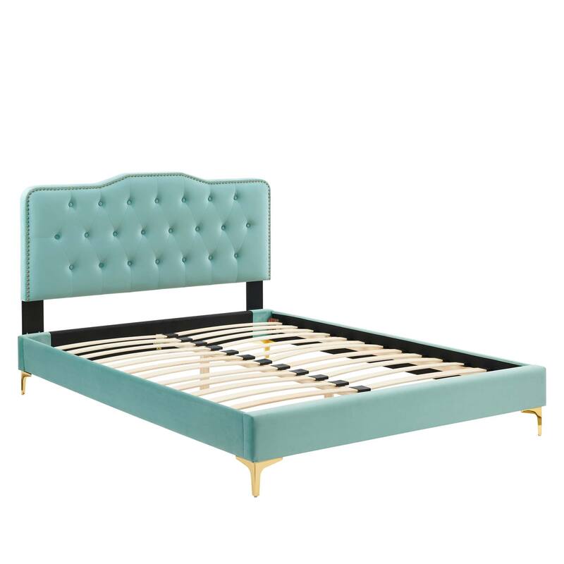 Amber Tufted Performance Velvet Twin Platform Bed