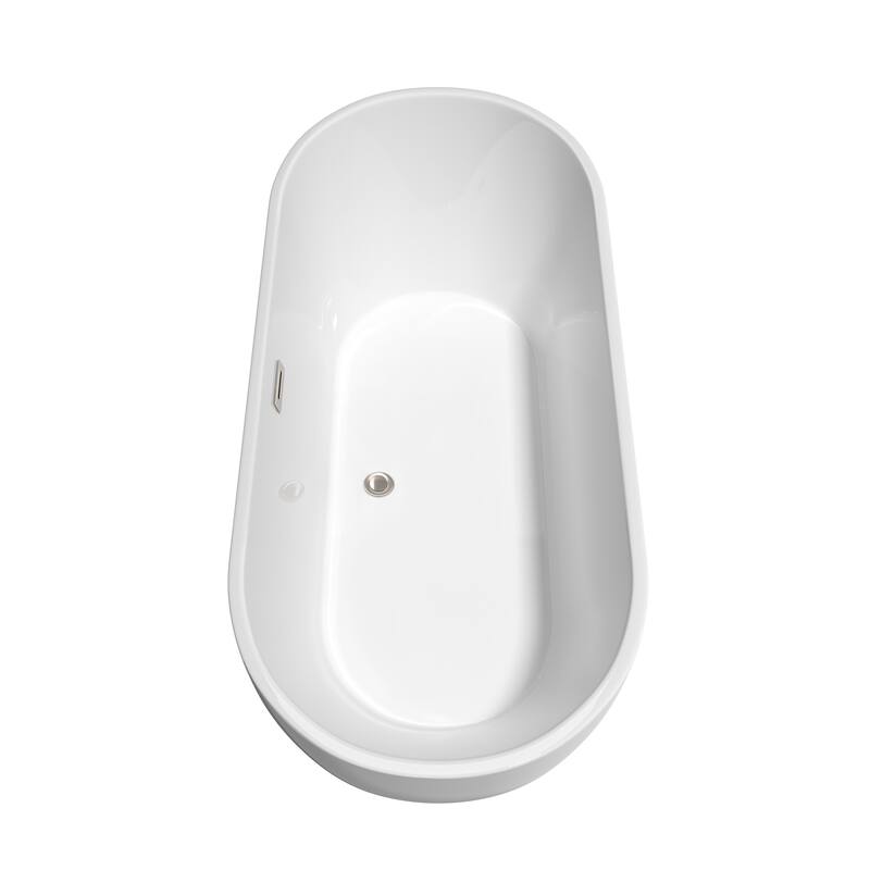 Wyndham Collection Brooklyn 67-Inch White Freestanding Tub w/ Faucet