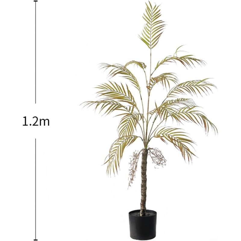 Artificial Palm Tree Tropical Floor Plant in Pot for Home Office Decor - 120cm - Red Single Pole