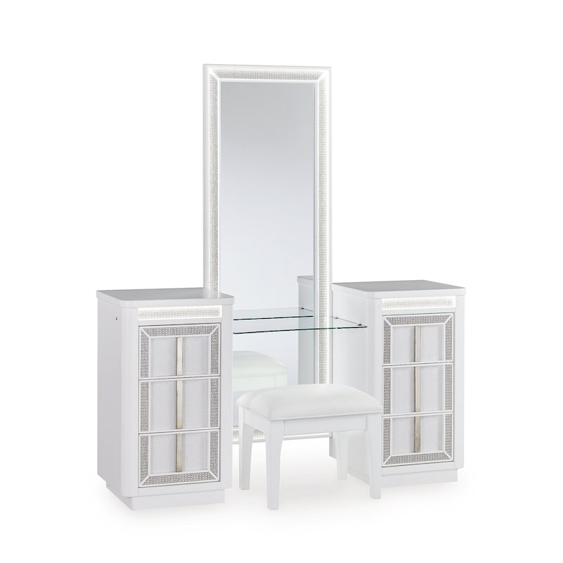 Signature Design by Ashley Chalanna White Vanity - 62.5" W x 18" D x 33.75" H
