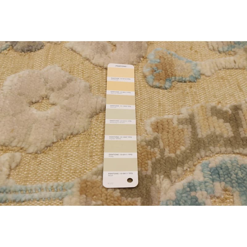 ECARPETGALLERY Hand-knotted Modern Oushak Light Khaki Wool Rug - 9'2 x 11'11