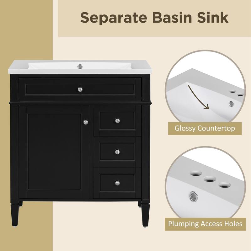 30"Wall Mounted Bathroom Vanity with Resin Sink