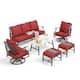 MAISON ARTS 6/7-Piece Patio Conversation Sets, Sofa Set with 2/4 x Single Chairs, 1 x 3-seater Sofa and Coffee Table/Ottomans