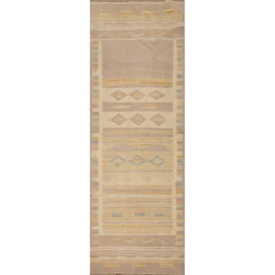 Hand Woven Oriental 100% Wool Carpet Southwestern Tribal Multi-Colored Kilim Runner Rug - 6' 3'' X 1' 10''