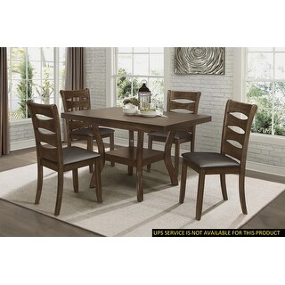 5-Piece Dining Sets Table w Self-Storing Leaf and 4 Side Chairs Brown ...
