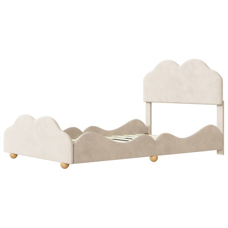 Upholstered Platform Bed with Cloud Shaped bed board Bed Bath