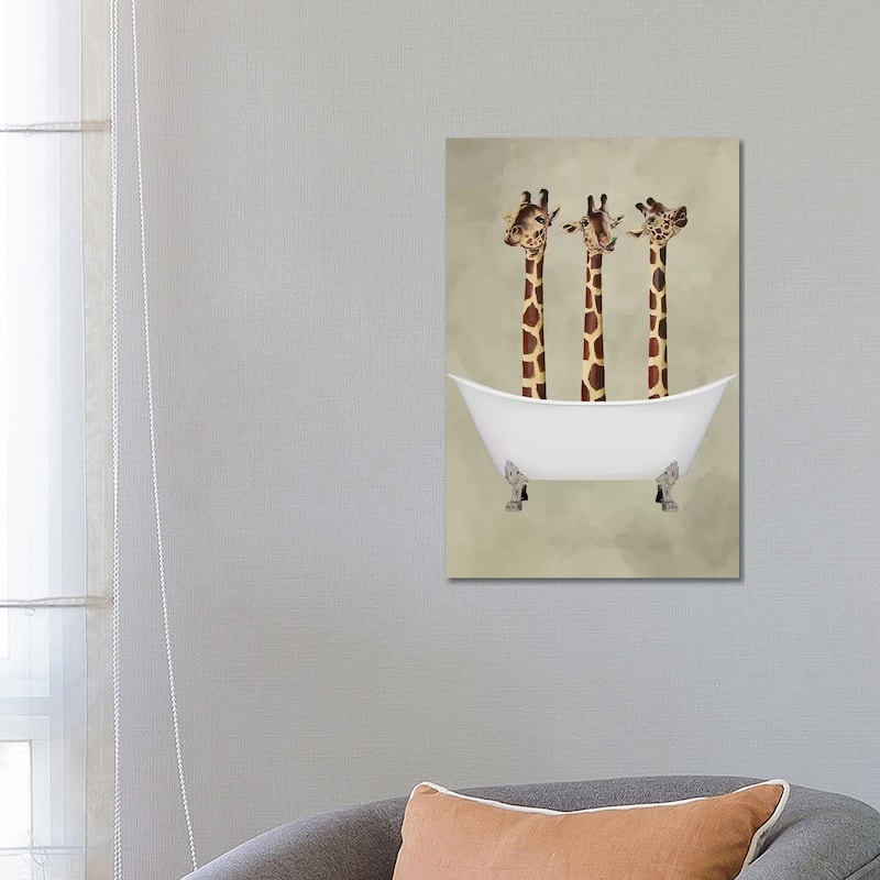 iCanvas "Giraffes In Bathtub" by Coco de Paris Canvas Print - 26x18x1.5
