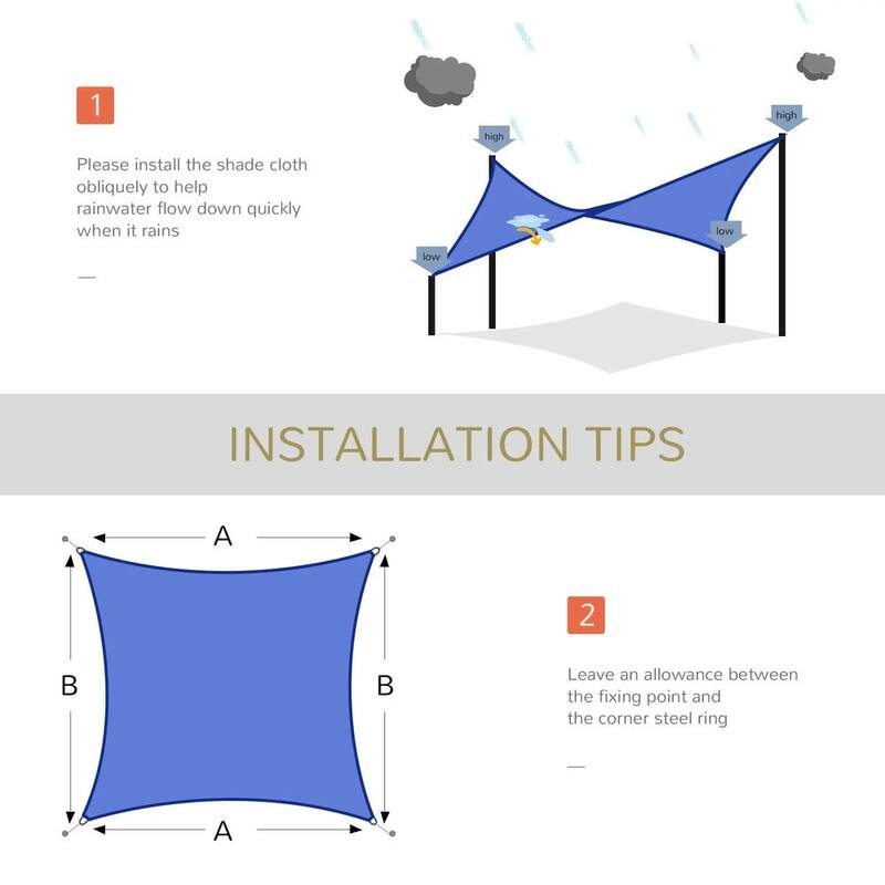 16'x20' Sun Shade Sail Canopy Outdoor Shade Sail Cloth for Patio Yard