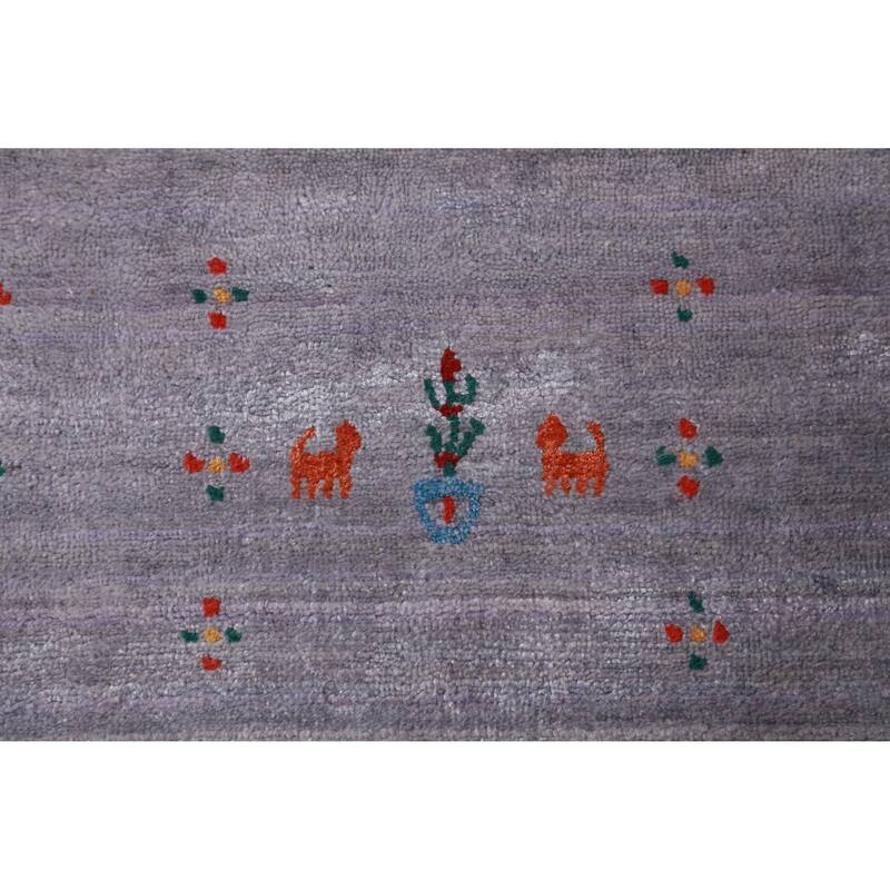 Hand Knotted Oriental 100% Wool Carpet Tribal Tribal Purples Gabbeh Area Rug - 12' 4'' X 9' 2''