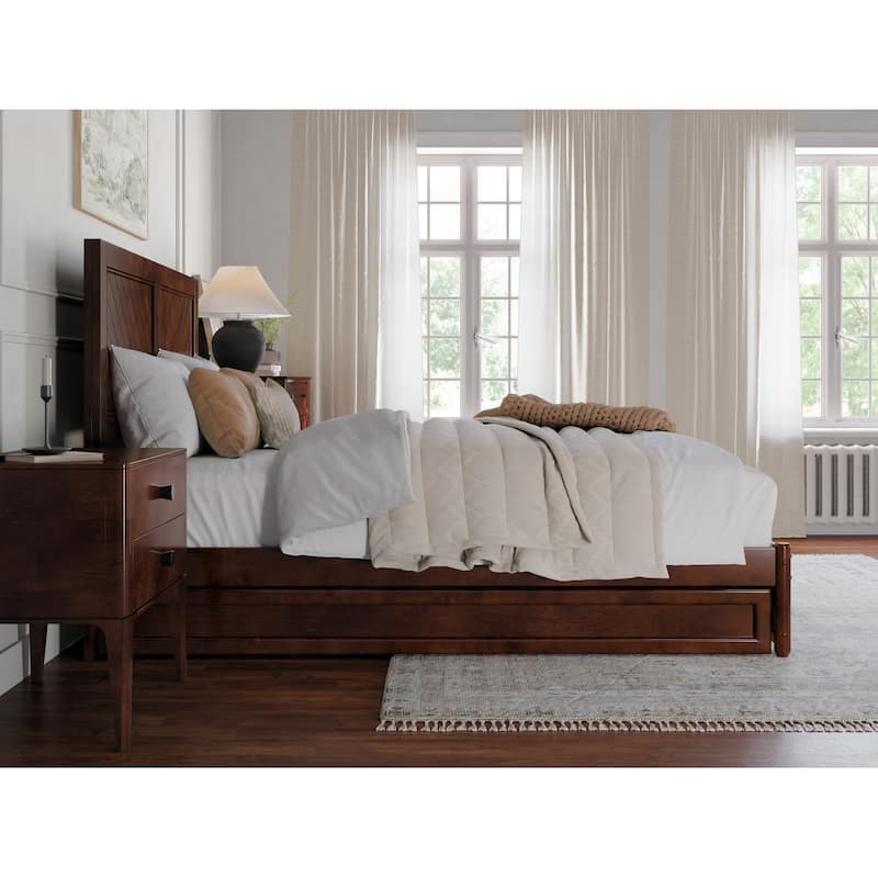 Clayton Platform Bed with Panel Footboard and Twin XL Trundle