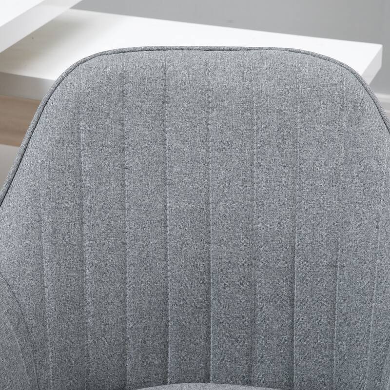 Fabric Home Office Chair with Wheels, 360° Swivel Upholstered Makeup Chair, Rolling Task Chair with Height Adjustable - N/A