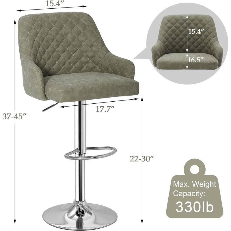 VECELO Adjustable Swivel Modern Bar Stools with Backs