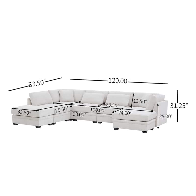Christopher Knight Home - Modular Comfort Reversible Fabric Sectional Sofa with Ottoman, Beige (7-Piece Set)