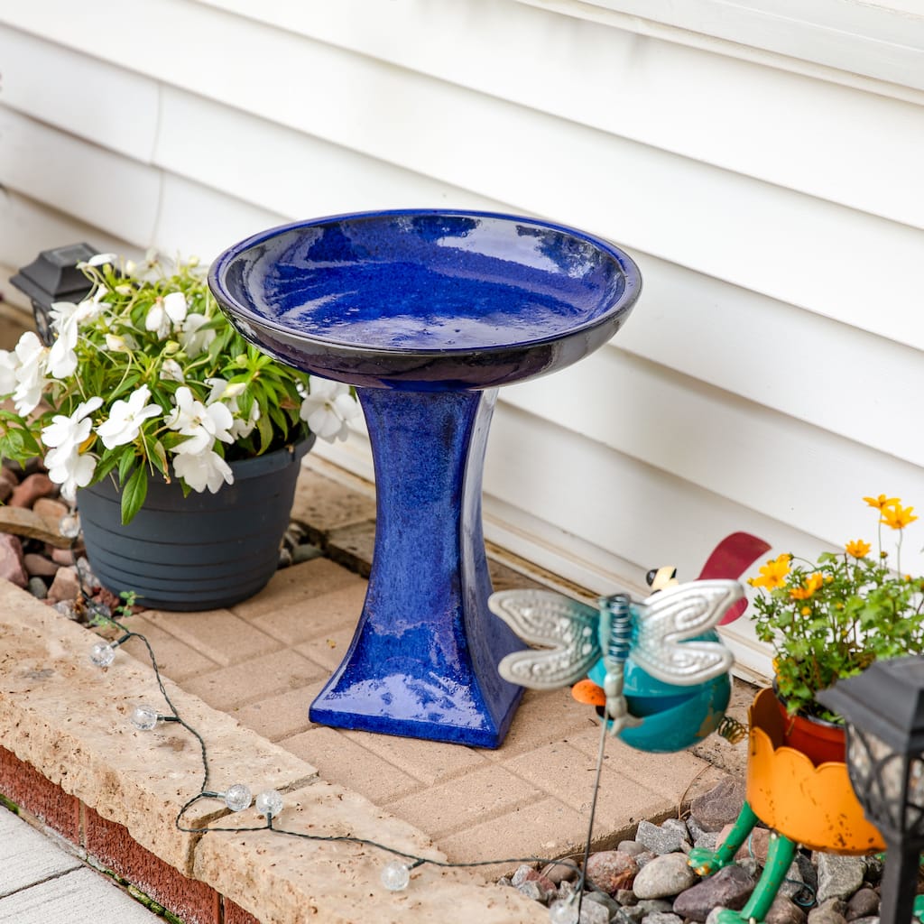 Sunnydaze Nantes Outdoor Ceramic Bird Bath - 16" H