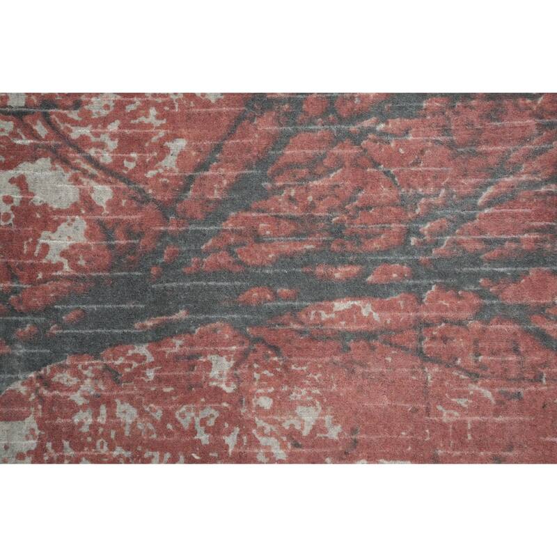 Hand Knotted Oriental Viscose Silk Carpet Modern All-Over Oranges & Rust Abstract Runner Rug - 4' 7'' X 2' 4''